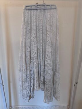 PatBO Metallic Lace Beach Skirt in White